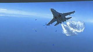 Полная версия видео столкновения дрона и истребителя над Чёрным морем