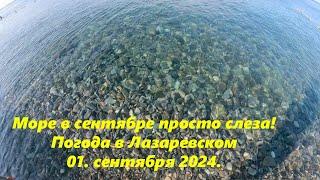 Море как слеза! Погода в Лазаревском,01.09.2024.