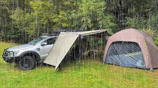 Camping in Rain Storm - Perfect Car Tent