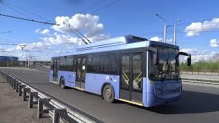 город уфа 28 апреля 2023 редкий уфимский троллейбус едет из поселка в город по мосту затонскому.№ 18